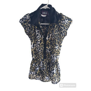 Size 10 RMLA cheetah print cap sleeve women's shirt #11